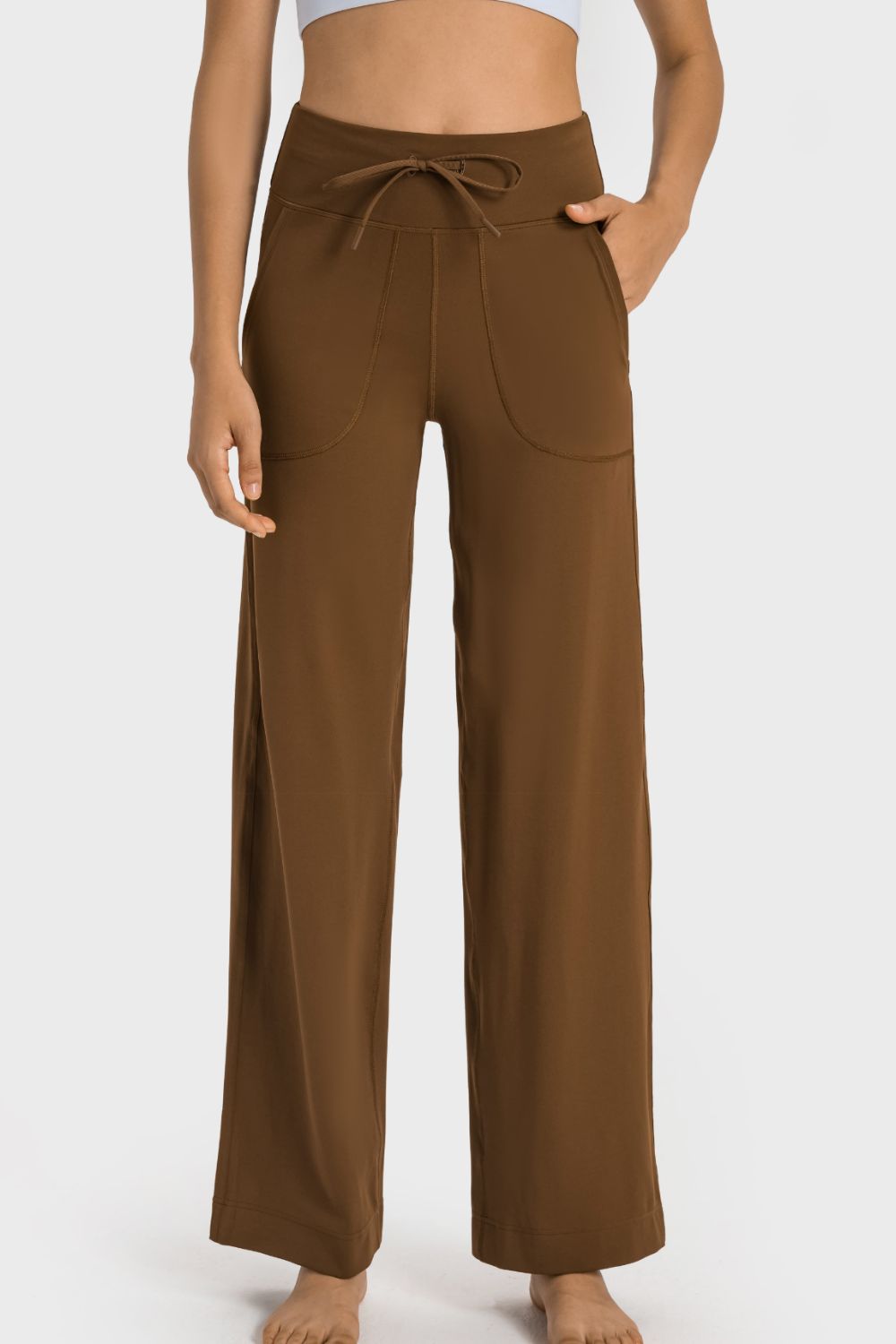 Drawstring Waist Wide Leg Sports Pants with Pockets Betty s Bro s